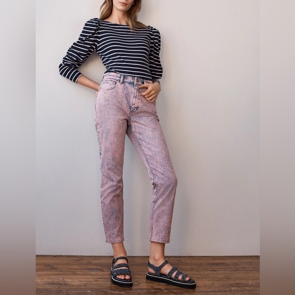 Rebecca Taylor Denim - Rebecca Taylor La Vie Jeans Ines Womens 27 Pink Acid High Rise Slim Straight NEW